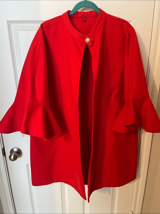 The Unbranded Brand Jackets & Blazers - Red Bell-Sleeve Open Front Blazer Jacket